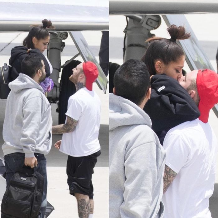 Mac Miller recibiendo a Ariana grande en el aeropuerto luego del atentado en Manchester 