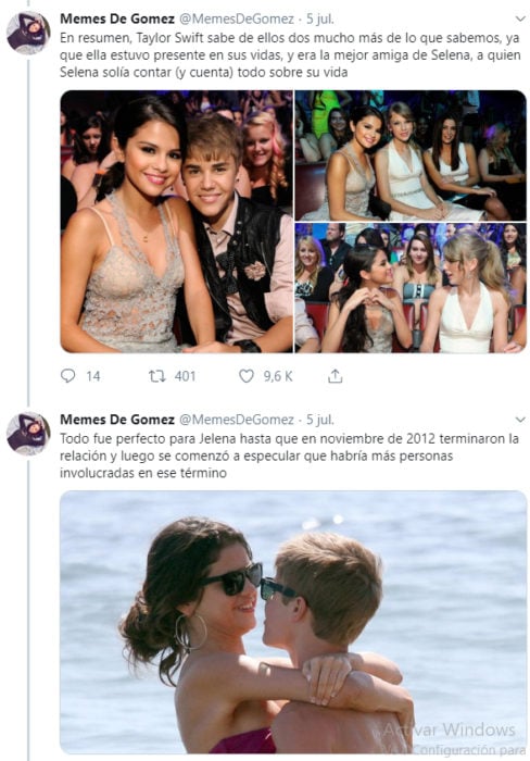 Comentarios en Twitter sobre la relación de Justin Bieber junto a Selena Gomez 