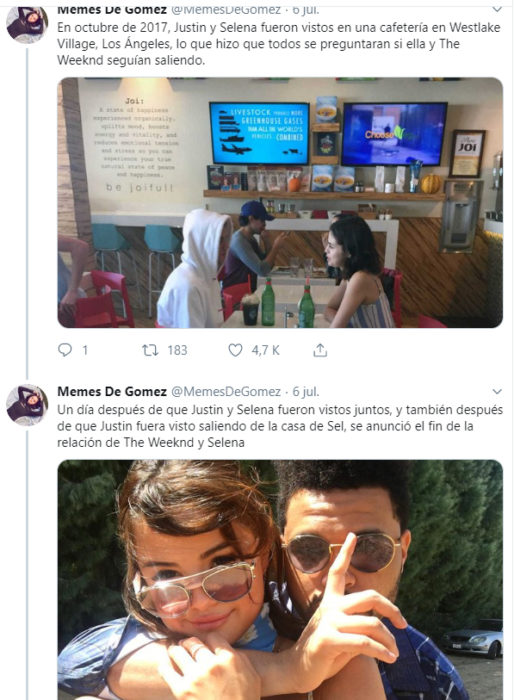 Comentarios en Twitter sobre la relación de Justin Bieber junto a Selena Gomez 