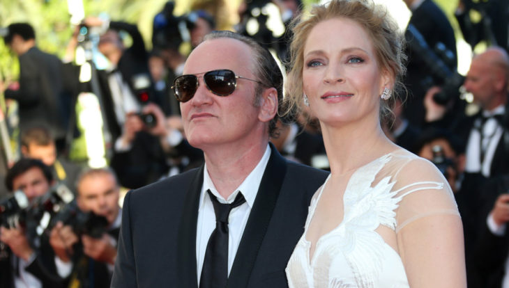 Quentin Tarantino y Uma Turman durante el festival de Cannes en 2018