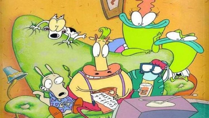 Dibujo animado con los personajes de La vida moderna de Rocko