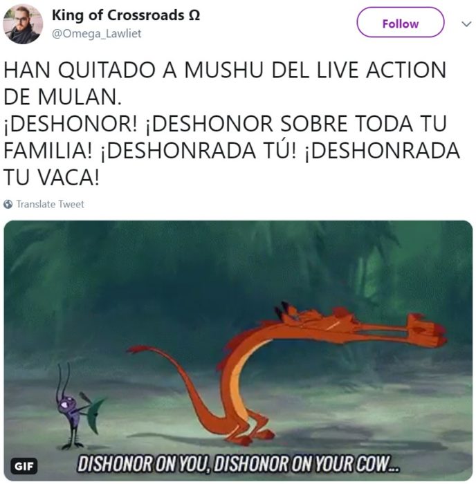 Rumores de que el dragón Mushu no aparecerá en la película live action de Mulan y será reemplazado por un ave fénix