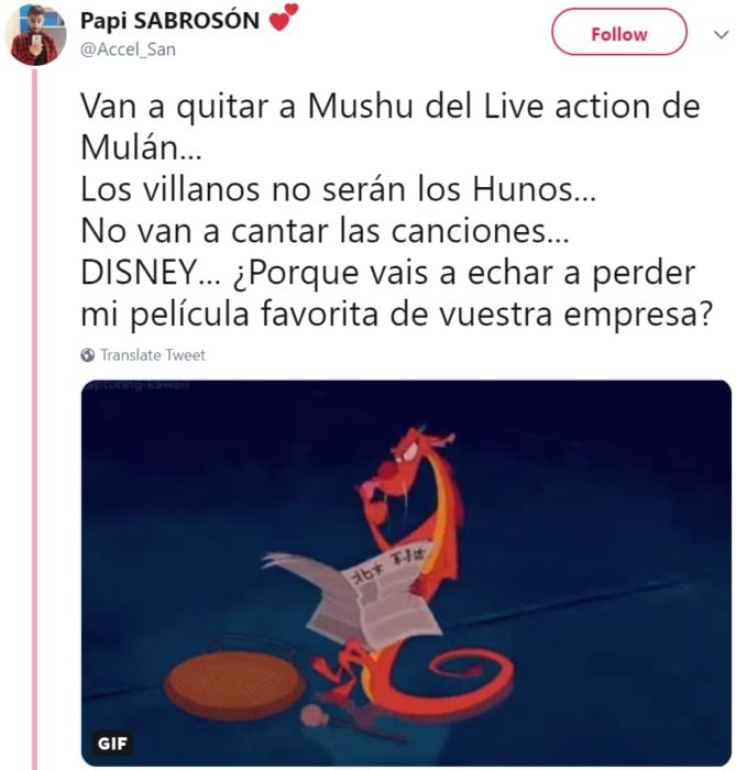 Rumores de que el dragón Mushu no aparecerá en la película live action de Mulan y será reemplazado por un ave fénix