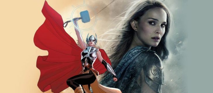 Natalie Portamn siendo comparada con el personaje femenino de Thor en comics Marvel