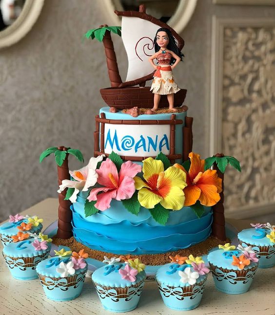 Pastel decorado con Moana