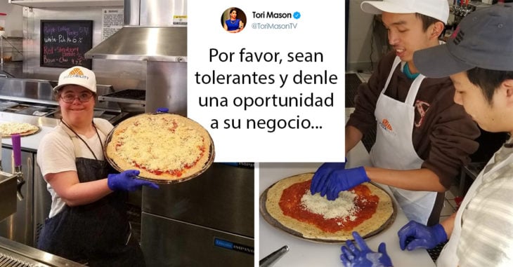 Mujer pide ayuda para trabajadores con necesidades especiales de una pizzería