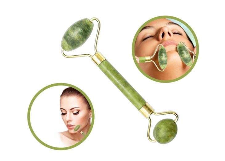 Masajeador facial de jade en color verde 