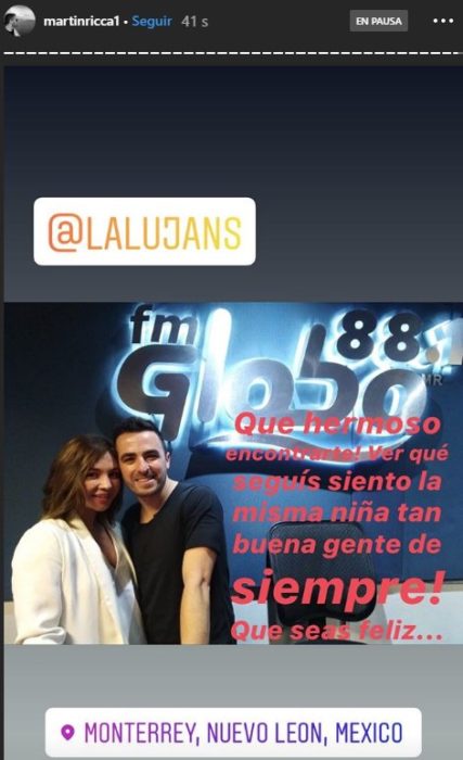 Historia del Instagram de Martin rica en la que se le ve junto a Daniela Lujan en un programa de radio