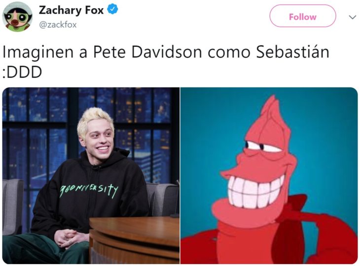 Usuarios de Twitter piden que Pete Davidson interprete a Sebastián en el live action de La Sirenita de Disney