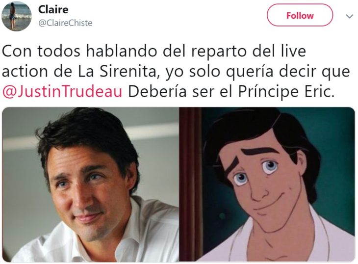 Usuarios de Twitter piden que Justin Trudeau interprete al príncipe Eric en el live action de La Sirenita de Disney