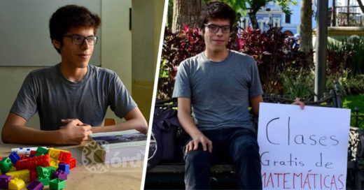 Joven imparte clases de matemáticas gratuitas en un parque