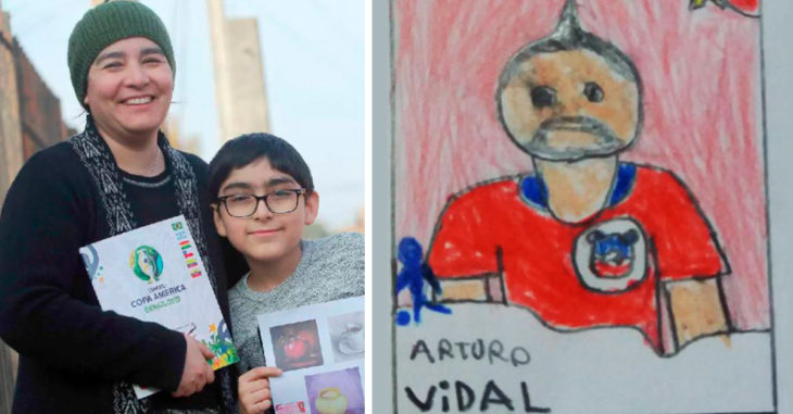 Niño chileno dibuja sus propias estampas para álbum de la Copa América
