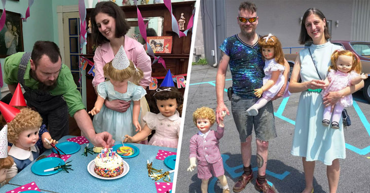 Pareja vive con 200 muñecos como una familia feliz