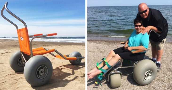 Esta playa tiene sillas de ruedas especiales para los visitantes que no pueden caminar