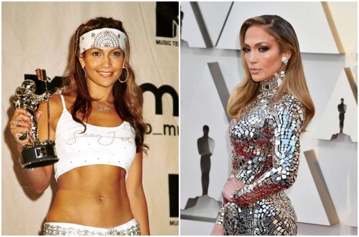 Jennifer Lopez a principios del 2000 y ahora