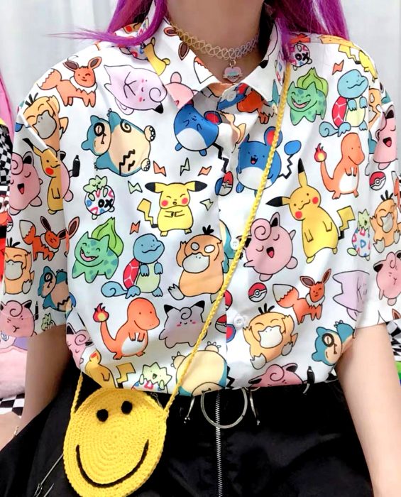 Blusas con estampados bonitos y kawaii; camisa de pokemon