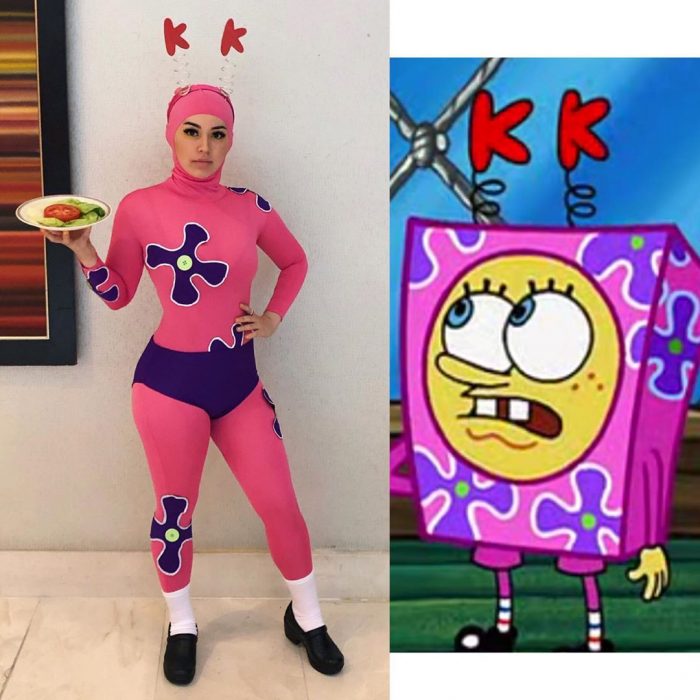 Mira Park hace divertidos cosplays; Disfraz de Bob Esponja vestido de rosa