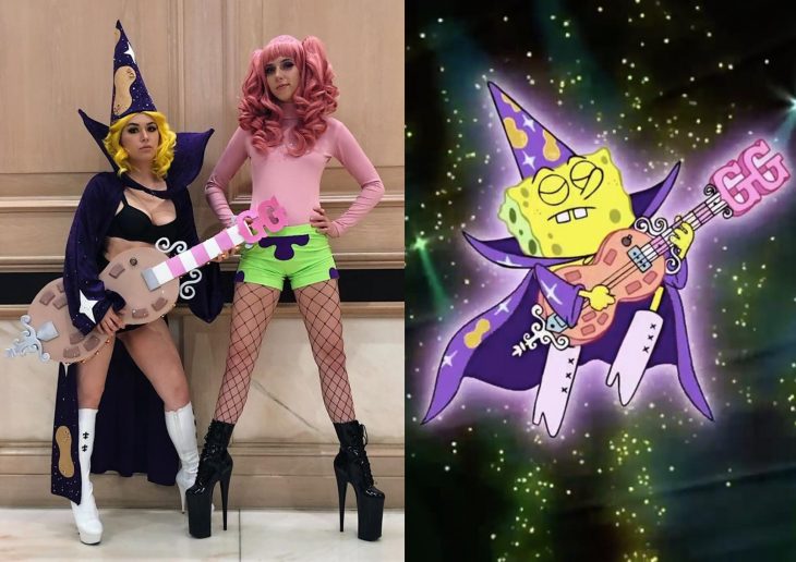 Mira Park hace divertidos cosplays; disfraz de Bob Esponja tocando la guitarra y Patricio Estrella con botas