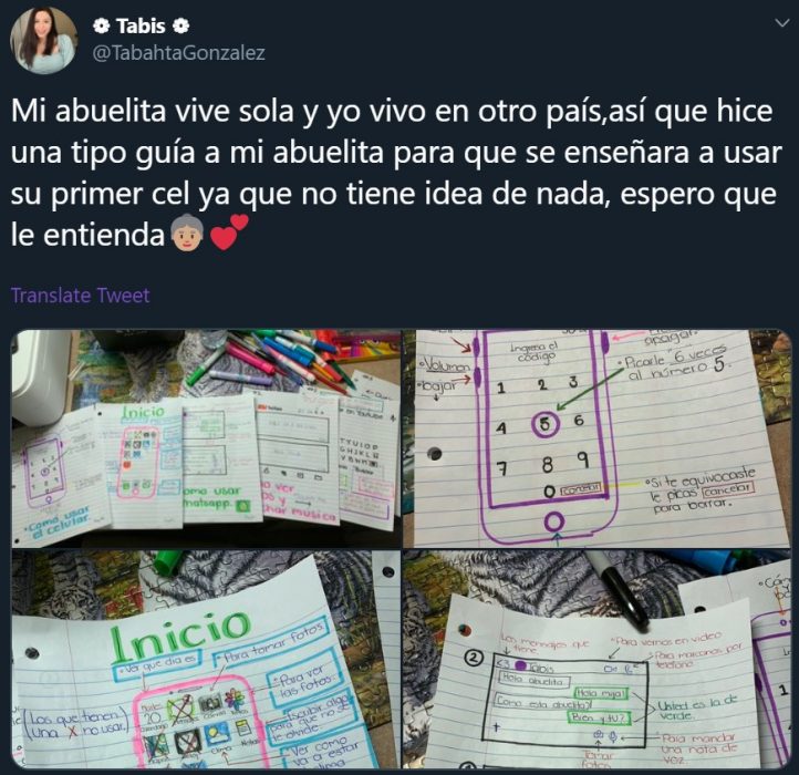 Usuaria de Twitter dibuja instructivo para que su abuela aprenda a usar el celular