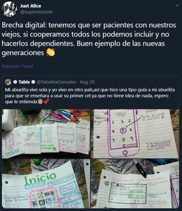 Usuaria de Twitter dibuja instructivo para que su abuela aprenda a usar el celular