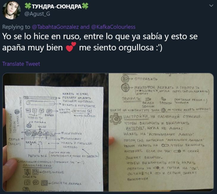 Usuaria de Twitter dibuja instructivo para que su abuela aprenda a usar el celular