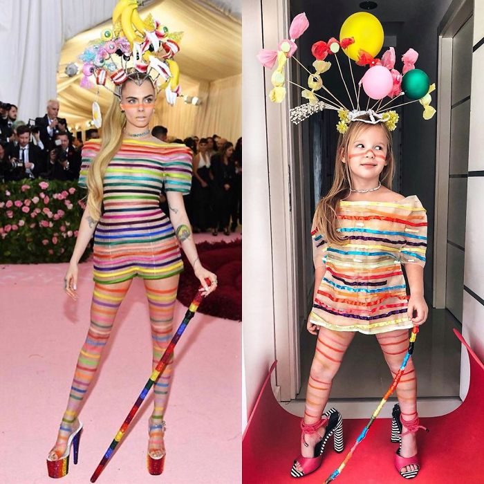 Cara Delevigne junto a Alya Chaglar llevando un vestido similar creado por Stefani Chaglar