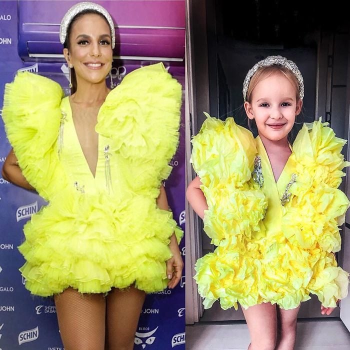 Ivete Sangalo junto a Alya Chaglar llevando un vestido similar creado por Stefani Chaglar