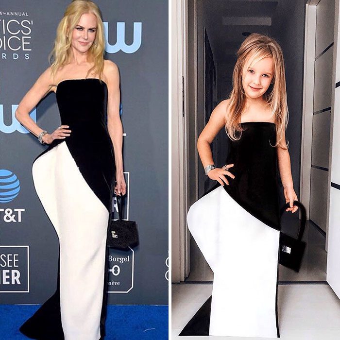 Nicole Kidman junto a Alya Chaglar llevando un vestido similar creado por Stefani Chaglar