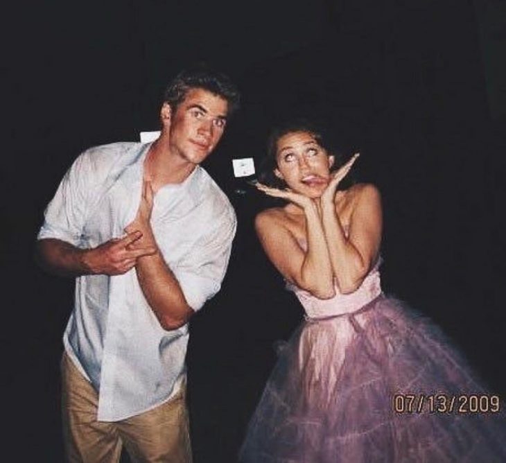 Miley Cyrus y Liam Hemsworth de jóvenes