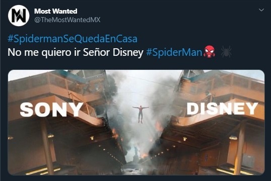 Tuit sobre el desacuerdo entre Sony y Marvel por Spider-Man