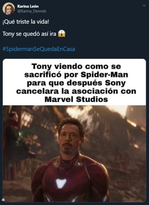Tuit sobre el desacuerdo entre Sony y Marvel por Spider-Man