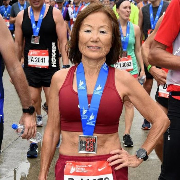 Jeannie Rice en la maratón de Chicago en 2018