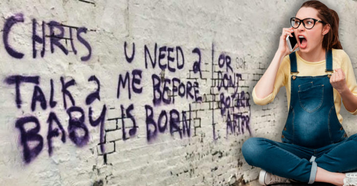 Mujer grafitea la ciudad en busca del padre de su hijo... y es arrestada