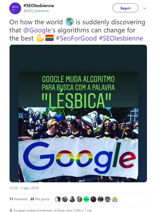 Colectivo LGTB agradeciendo a Google