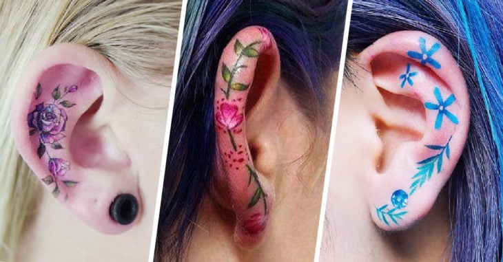 Adiós aretes, lo de hoy son los tatuajes de flores en las orejas