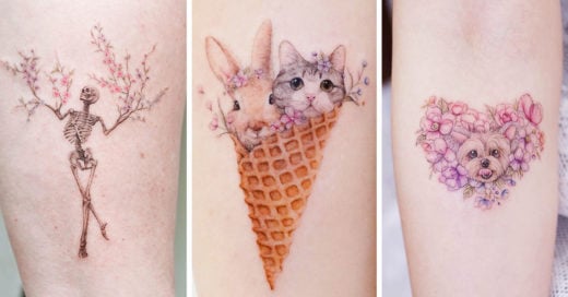 Artista combina colores pastel y diseños femeninos en tatuajes miniatura