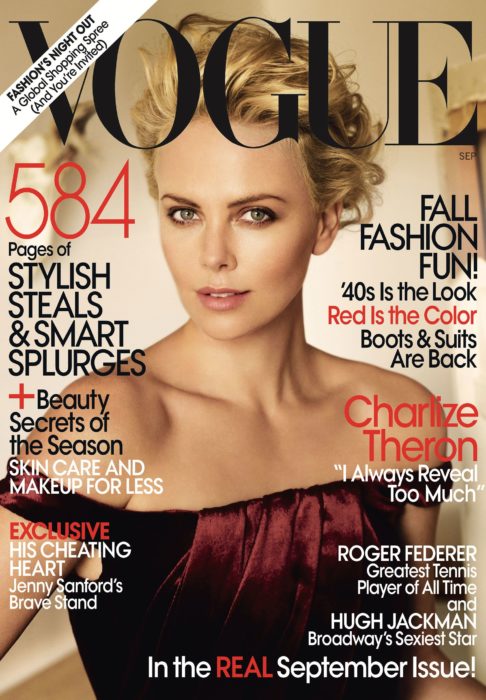 Acontecimientos de la cultura pop que sucedieron en septiembre del 2009; Charlize Theron en portada de Vogue