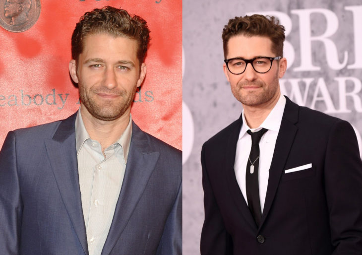 Matthew Morrison en 2009 en la serie glee y después en 2019 en una alfombra roja 