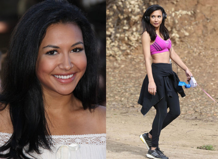 Naya Rivera en la serie glee y después en 2019 dando una caminata