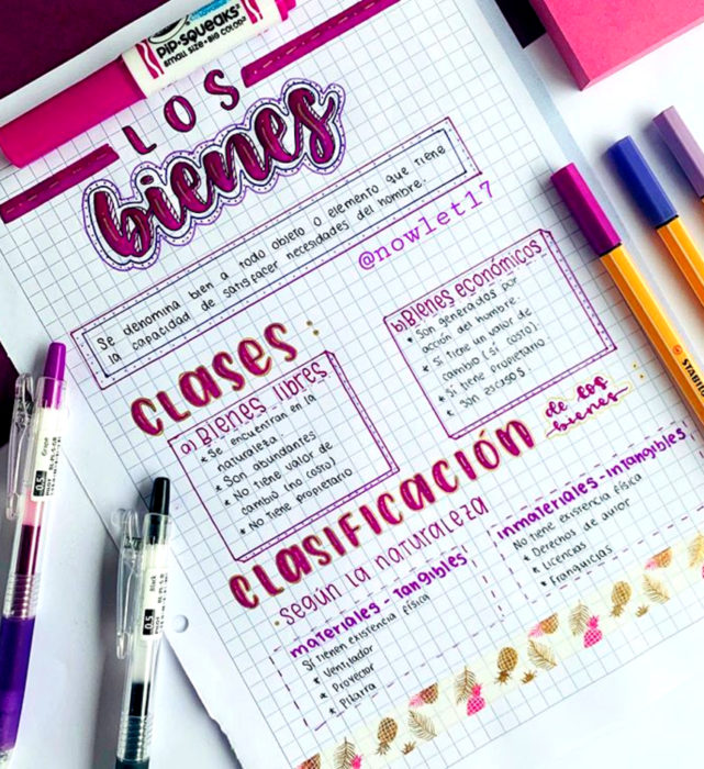 Apuntes bonitos en libretas para estudiar en la escuela