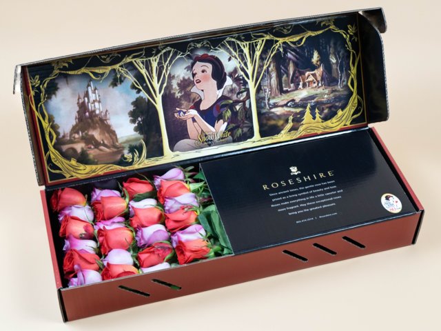 Caja de rosas de Rosehire inspirada en Blancanieves y los siete enanos