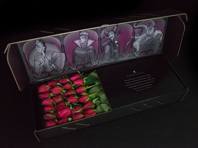 Caja de rosas de Rosehire inspirada en las villanas Disney