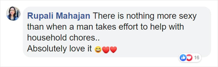 Comentarios en facebook sobre un hombre que hace el aseo en su casa 