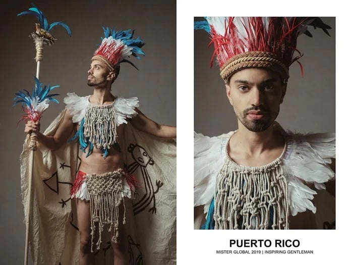 Concursan en Mister Global y visten trajes regionales
