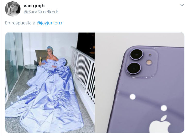 Comparación de Lady Gaga usando un vestido con un iphone 