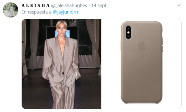 Comparación de Lady Gaga usando un vestido con un iphone 