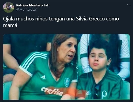 Tuit sobre Silvia Grecco narrando los partidos de futbol a su hijo invidente