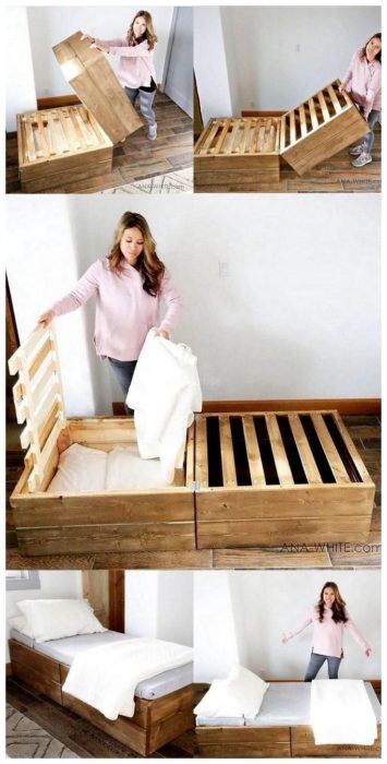 Cama despegable en forma de cubo 