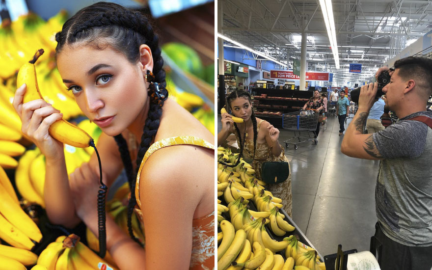 Mulher segurando bananas