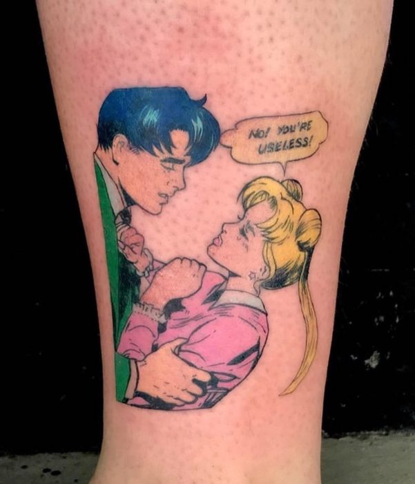 Tatuajes de Sailor Moon; Serena Tsukino y Darien estilo cómic